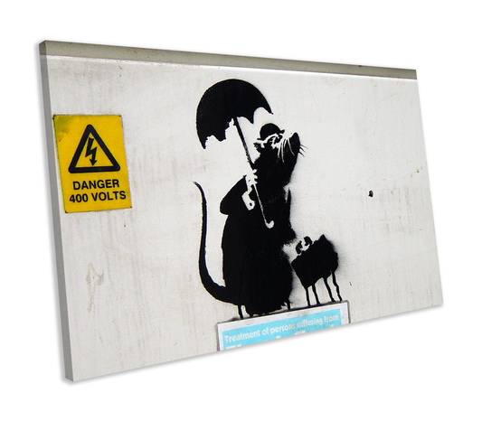 Banksy English Rat Graffiti CANVAS WALL ART Box Framed Picture Print