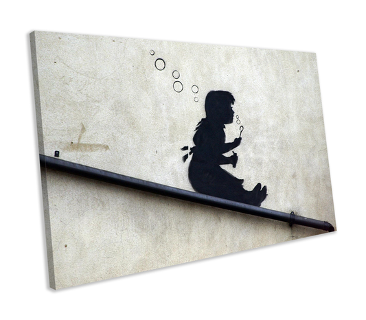 Banksy Bubble Slide Girl Graffiti CANVAS WALL ART Box Framed Picture Print