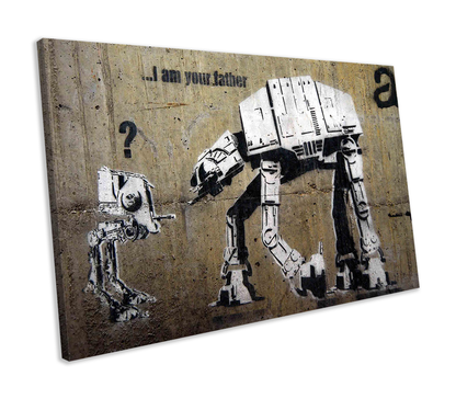 Banksy Star Wars I am Your Father Graffiti CANVAS WALL ART Box Framed Picture Print