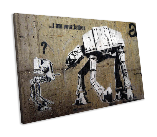 Banksy Star Wars I am Your Father Graffiti CANVAS WALL ART Box Framed Picture Print