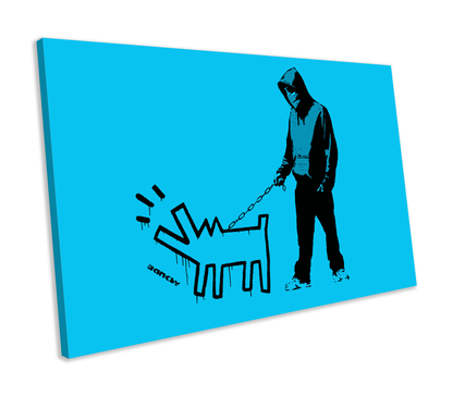 Banksy Keith Haring Dog Graffiti CANVAS WALL ART Box Framed Picture Print