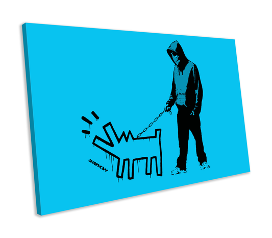 Banksy Keith Haring Dog Graffiti CANVAS WALL ART Box Framed Picture Print