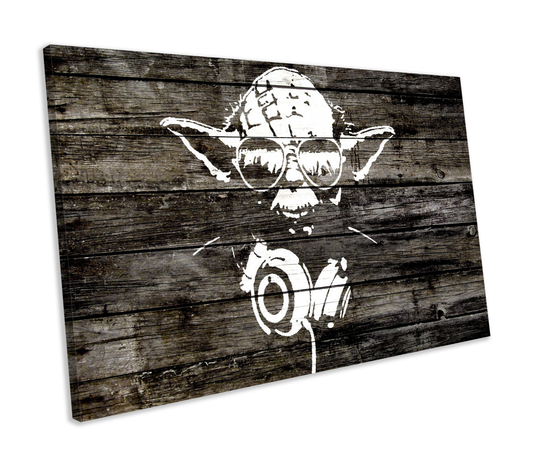 Banksy Star Wars Yoda Graffiti CANVAS WALL ART Box Framed Picture Print