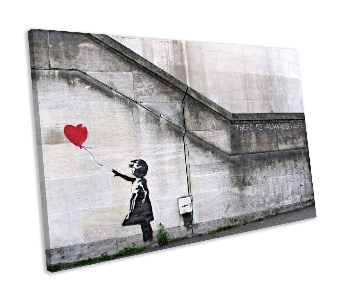 Banksy There Is Always Hope Graffiti CANVAS WALL ART Box Framed Picture Print