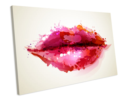 Lips Fashion Red Modern Abstract CANVAS WALL ART Box Framed Picture Print