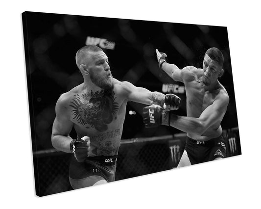 Conor McGregor Vs Nate Diaz Boxing Sports MMA UFC CANVAS WALL ART Box Framed Picture Print