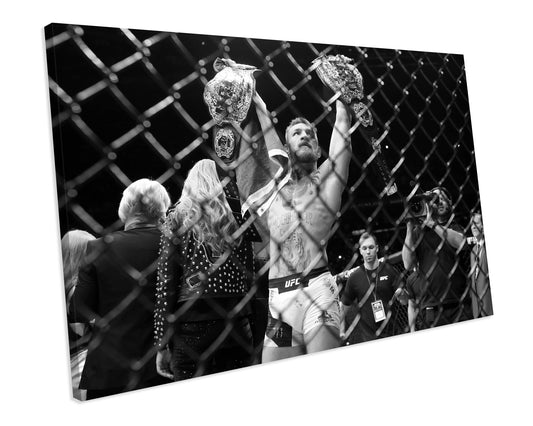 Conor McGregor Double Champ Boxing Sports MMA UFC CANVAS WALL ART Box Framed Picture Print