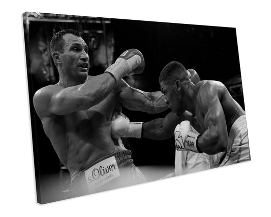 Boxing Anthony Joshua VS Klitschko Sports CANVAS WALL ART Framed Picture Print