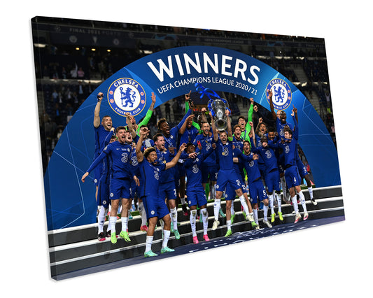Chelsea Fc 2021 Champions League Winners Football Sport CANVAS WALL ART Box Framed Picture Print