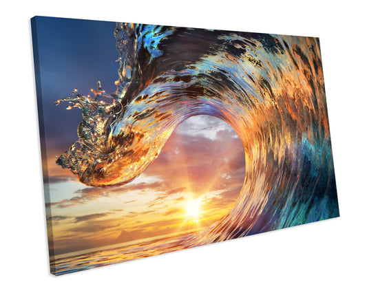 Wave Beach Water Bathroom CANVAS WALL ART Box Framed Picture Print