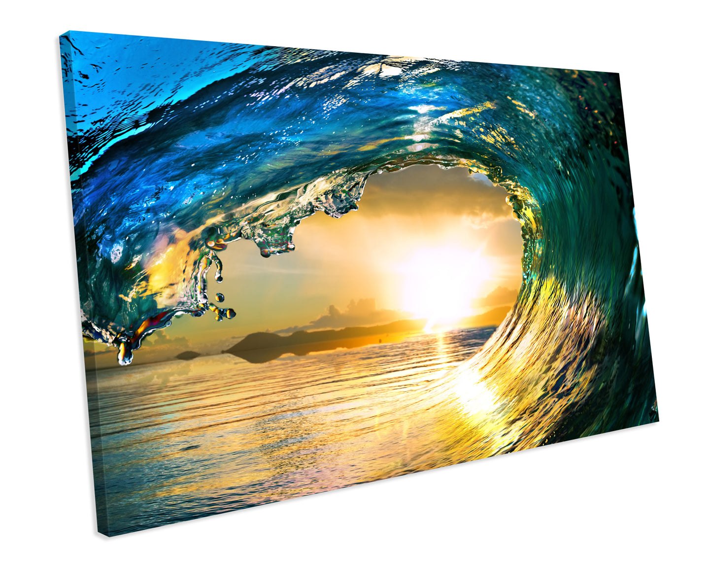 Wave Beach Water Bathroom CANVAS WALL ART Box Framed Picture Print