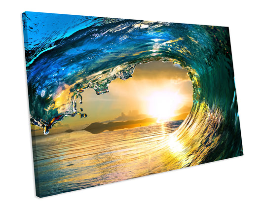 Wave Beach Water Bathroom CANVAS WALL ART Box Framed Picture Print