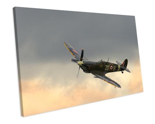 Spitfire Plane WW2 Fighter CANVAS WALL ART Box Framed Picture Print