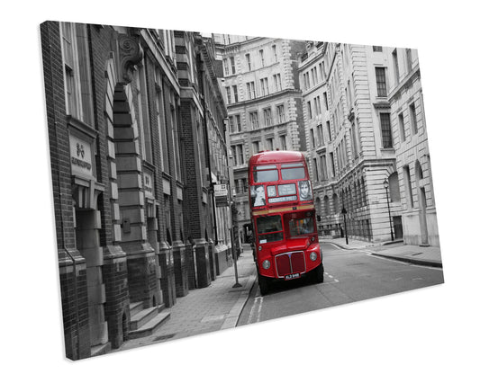 Red London Bus CANVAS WALL ART Box Framed Picture Print