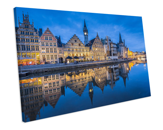 Belgium City Skyline Framed Canvas Art Print