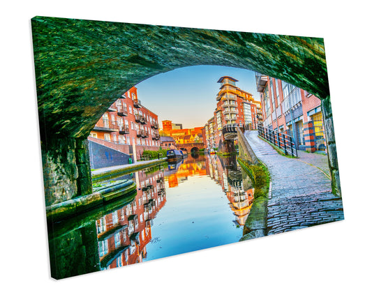 Birmingham Water Canal City Box Framed Canvas Art