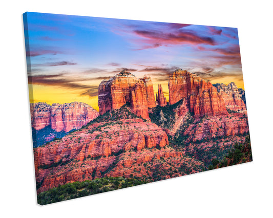 Sunset Arizona Canyon Landscape Framed Canvas Art Print