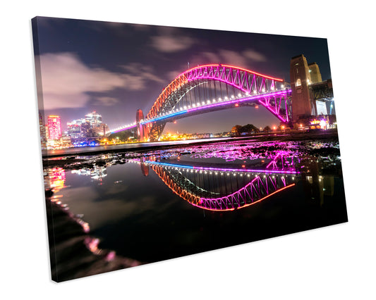 Vivid Sydney Harbour Bridge City Framed Canvas Print