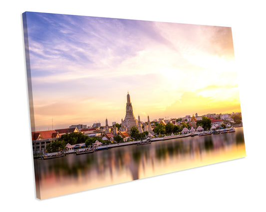 Temple Landmark Bangkok Thailand Sunset Canvas Print