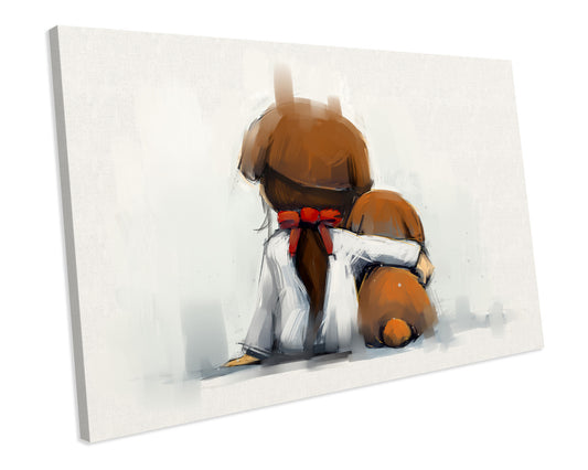 Dog Best Friend Illustration Box Framed Canvas Print