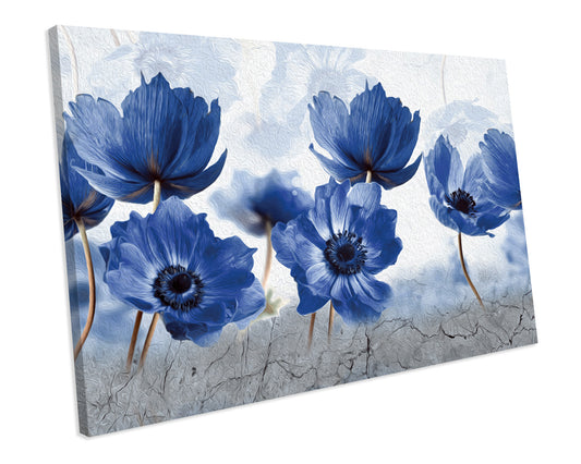 Floral Blue Flower Artwork Painting Canvas Print