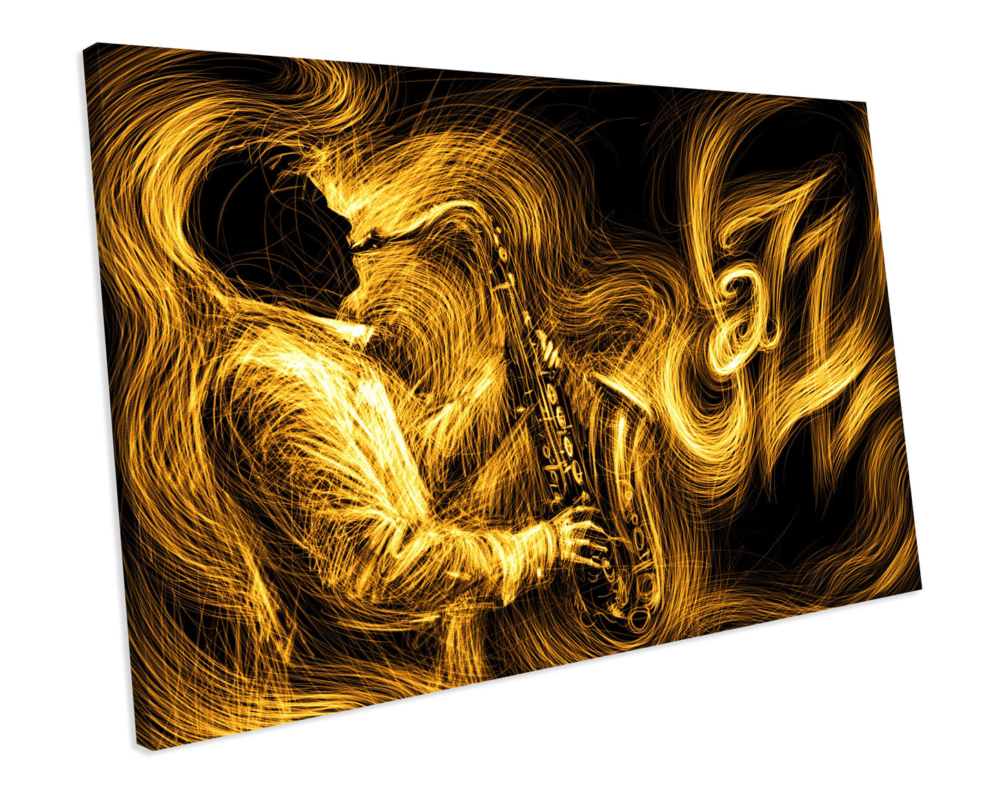 Gold Abstract Jazz Saxophone Music Box framed Canvas Print