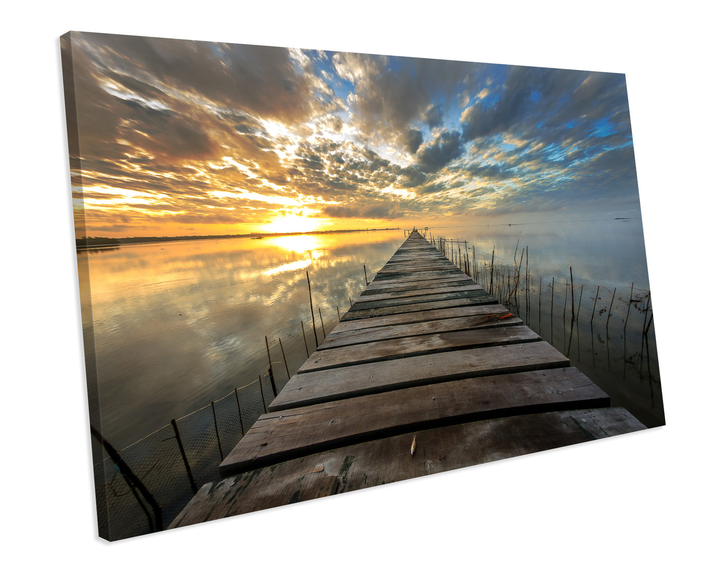 Malaysia Sunset Landscape Pier Box Framed Canvas Print