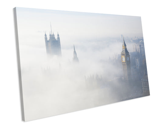 Misty London City Box Framed Canvas Print