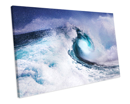 Ocean Wave Stormy Seascape Framed Canvas Print