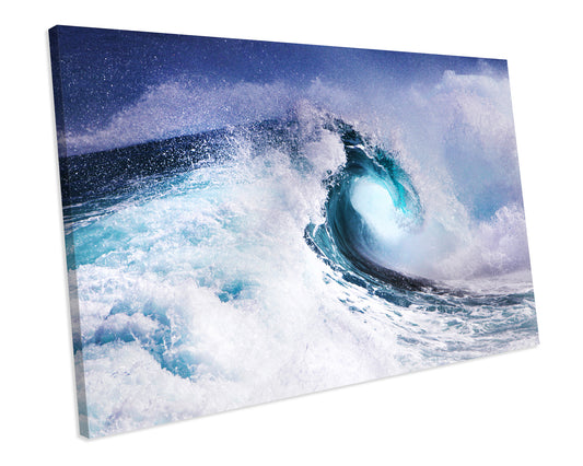 Ocean Wave Stormy Seascape Framed Canvas Print