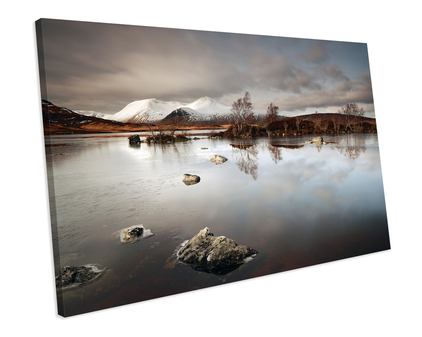 Glance Frozen Loch Mountain Landscape Box Framed Canvas