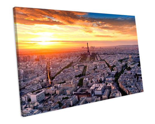 Eiffel Tower Paris France Sunset CANVAS ART PRINT Box Framed Picture