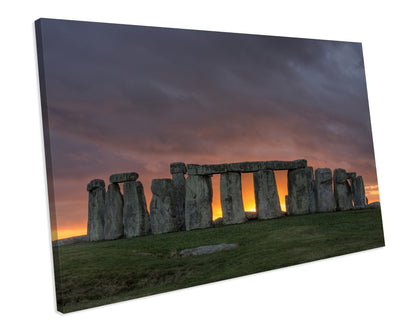 Sunrise Stonehenge Landscape Framed Canvas Print