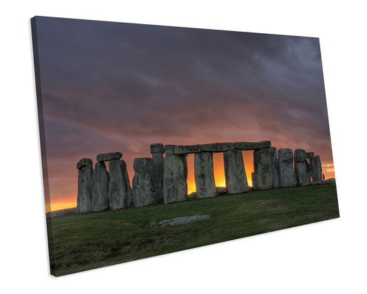 Sunrise Stonehenge Landscape Framed Canvas Print