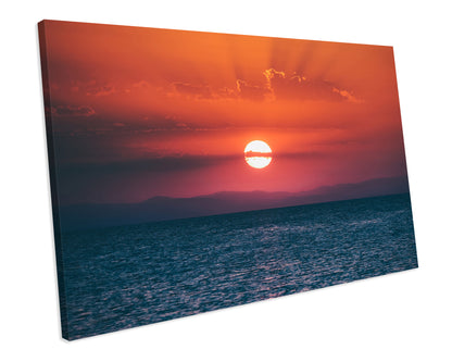 Sunset Ocean Seascape Box Framed Canvas Print