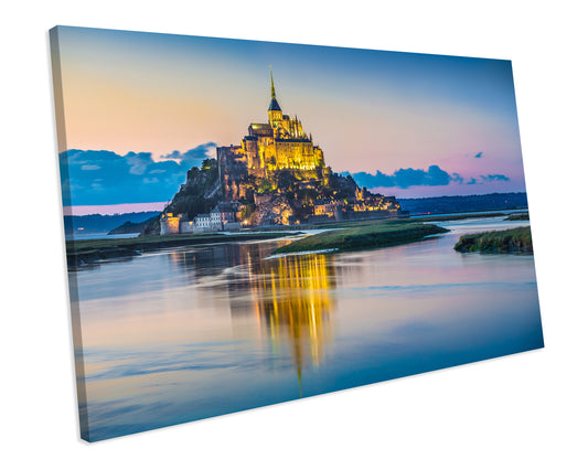 Mont Saint Michel France Landscape Framed Canvas Print