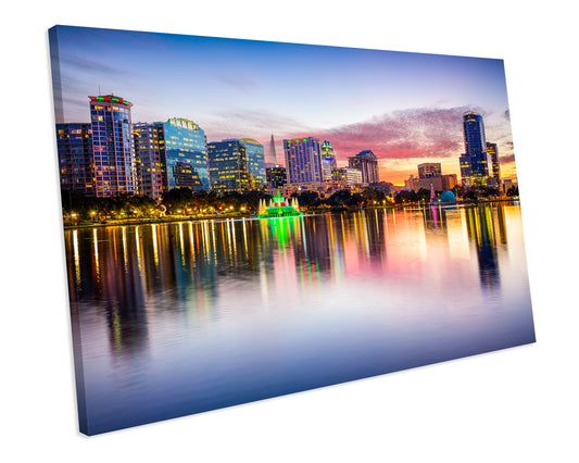 Orlando Florida Skyline Cityscape Wall Art Framed Canvas Print