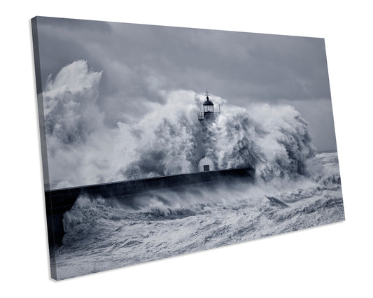 Landscape Stormy Lighthouse Modern CANVAS Print Framed Wall Art Picture