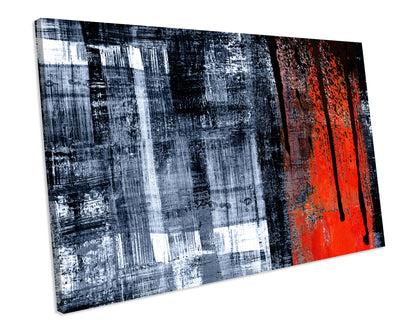 Red Black Modern Grunge Artwork Print Framed Canvas