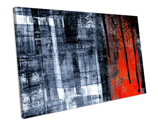 Red Black Modern Grunge Artwork Print Framed Canvas