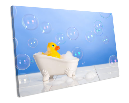 Rubber Duck Bubbles Bathroom CANVAS ARTWORK PRINT Box Framed Wall Art