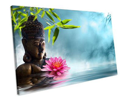 Buddha Zen Pink Bathroom CANVAS PRINT Box Framed Wall Art Picture