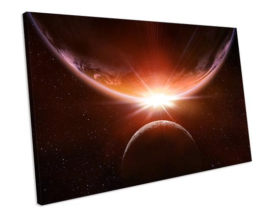 Earth Moon Space Picture Canvas Wall Art Print