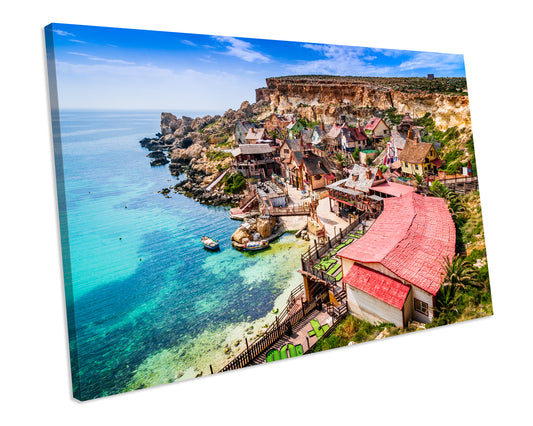 Malta Beach Landscape Framed Canvas Picture Art Print