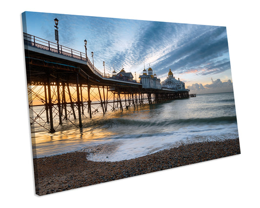 Sunset Eastbourne Pier Sussex Canvas WALL ART PRINT Framed Ready To Hang