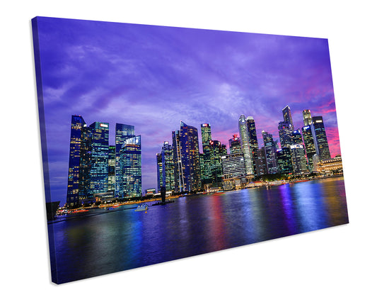 Singapore City Sunset Canvas Wall Art Box Framed picture Print