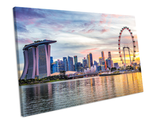Singapore Skyline Sunset Canvas Wall Art Framed picture Print