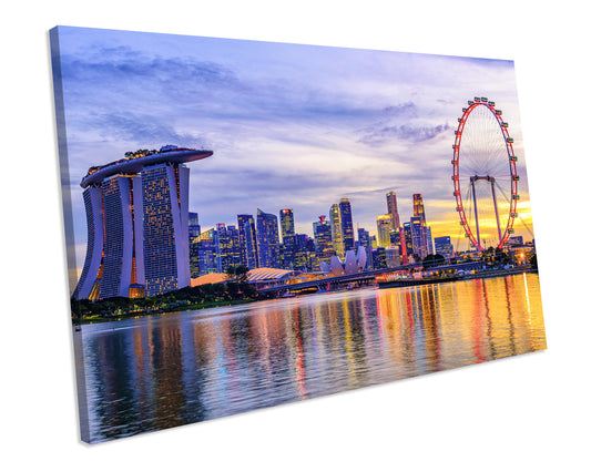 Sunset Singapore Skyline CANVAS ART PRINT Framed picture