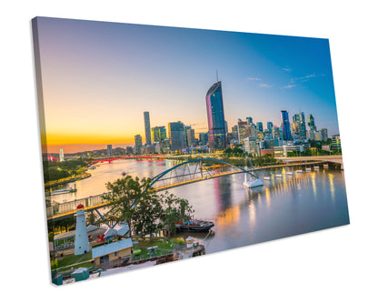 Brisbane Australia Sunset CANVAS ART PRINT Box Framed Wall Art