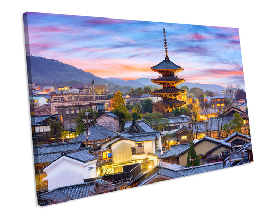 Japan City Sunset Picture CANVAS ART PRINT Box Framed